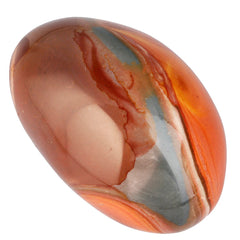 Rockcloud irregular polished Ocean Jasper pebble; smooth surface enhances grip during meditation.