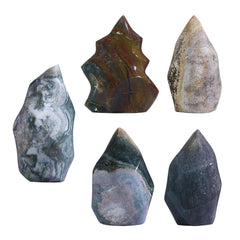 Rockcloud Ocean Jasper flame tower closeup highlights vibrant color and texture