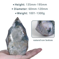 Rockcloud Ocean Jasper Flame Tower front view highlights the polished finish and vibrant tones