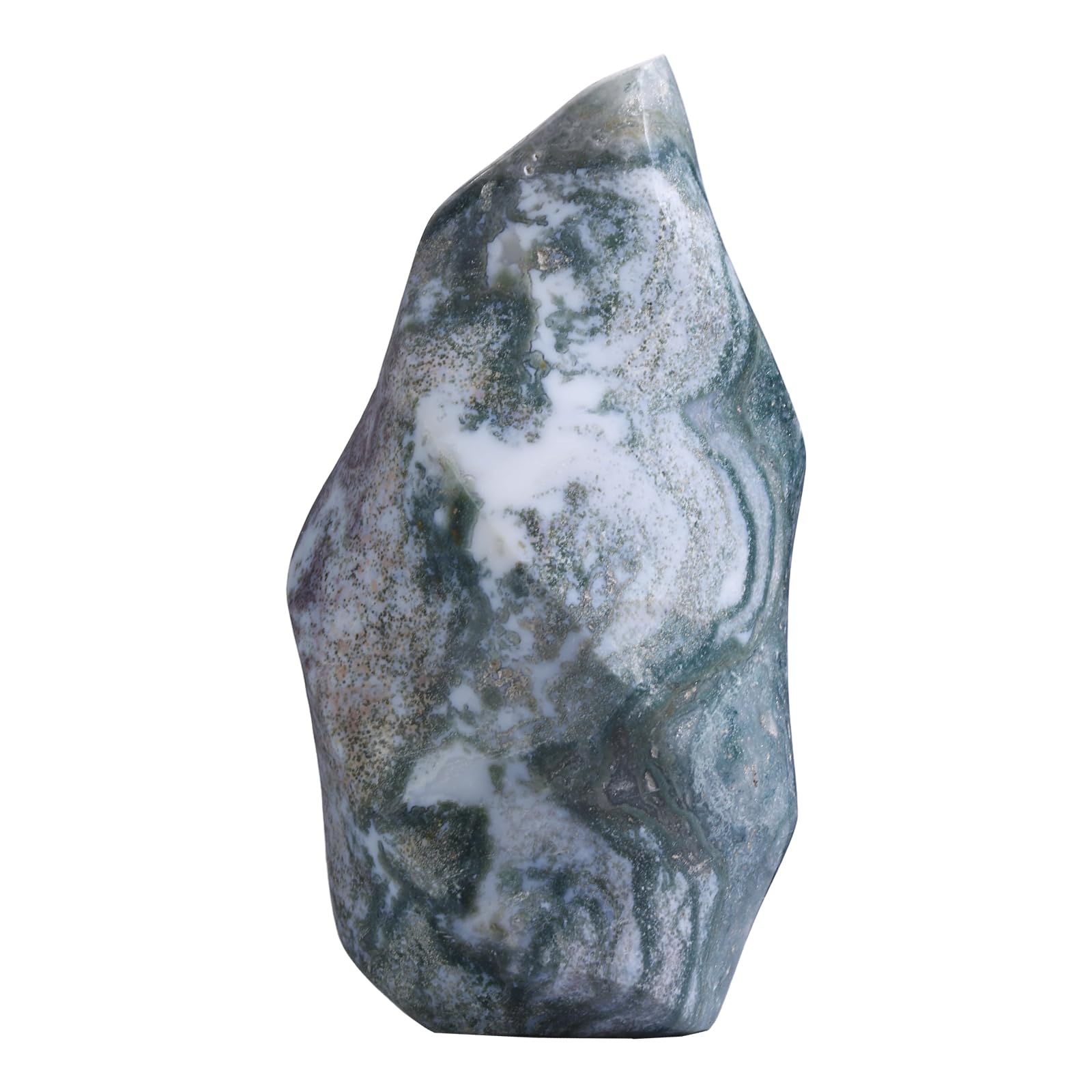 Rockcloud Ocean Jasper flame tower front view enhances meditation ambiance