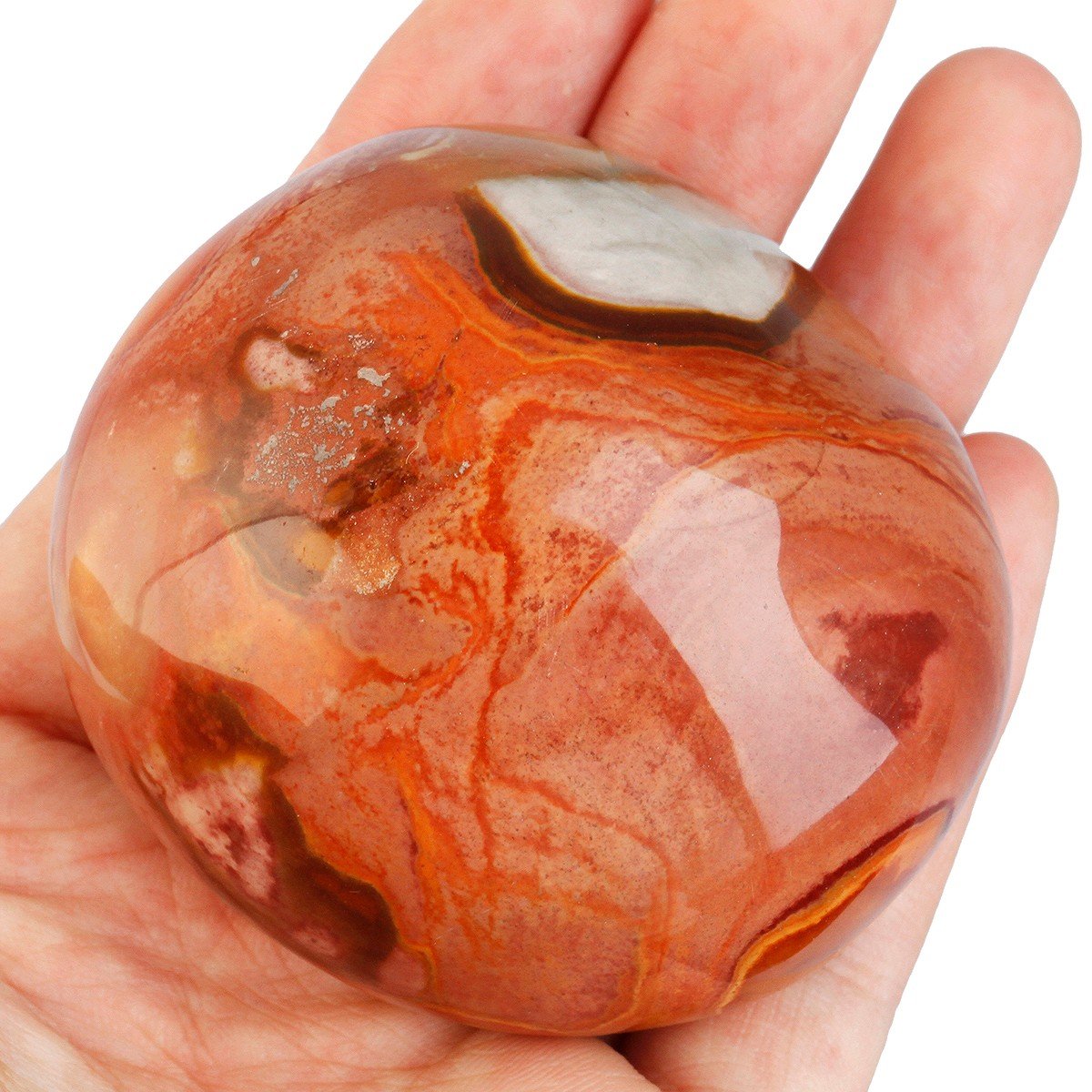 Rockcloud Ocean Jasper worry stone; compact pocket size for on-the-go stress relief.