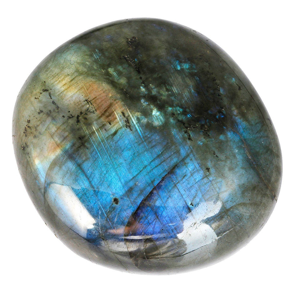 Rockcloud pocket Labradorite stone fits in hand for mindful breathing.