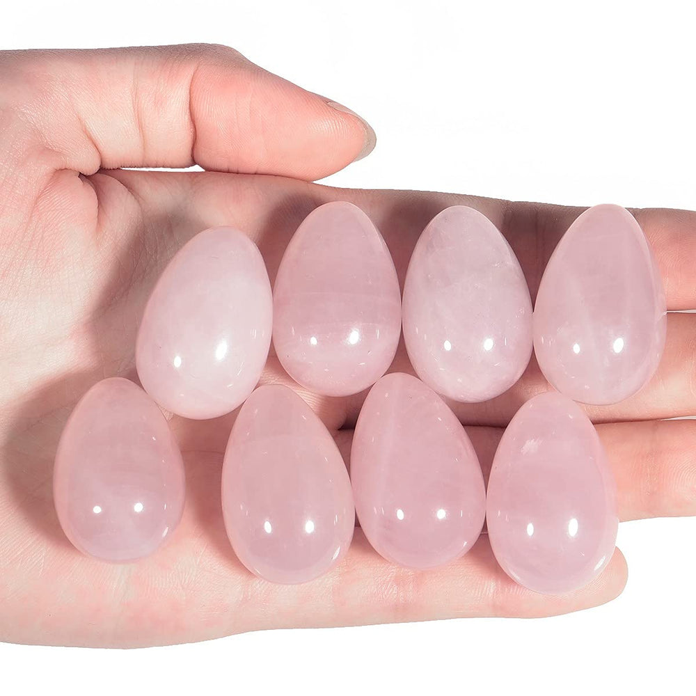 Rockcloud four-pack rose quartz pocket stones displayed for home or office ambiance.