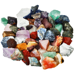 Rockcloud rough crystal pieces showing varied colors for display and craft projects