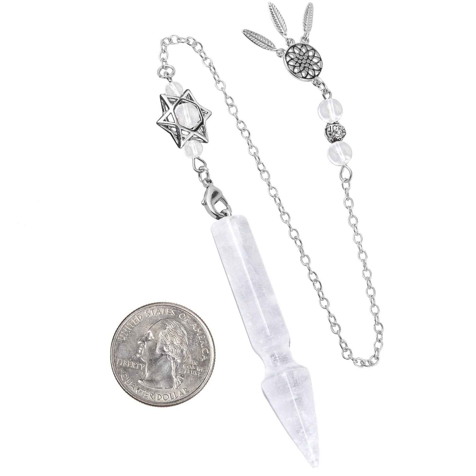 Rockcloud Star of David crystal bead pendant detail for focus during dowsing.
