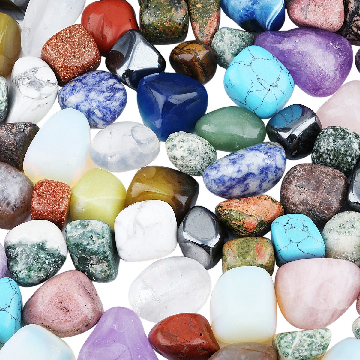 Rockcloud stone pack in display setup, ideal for jewelry making and home decor.