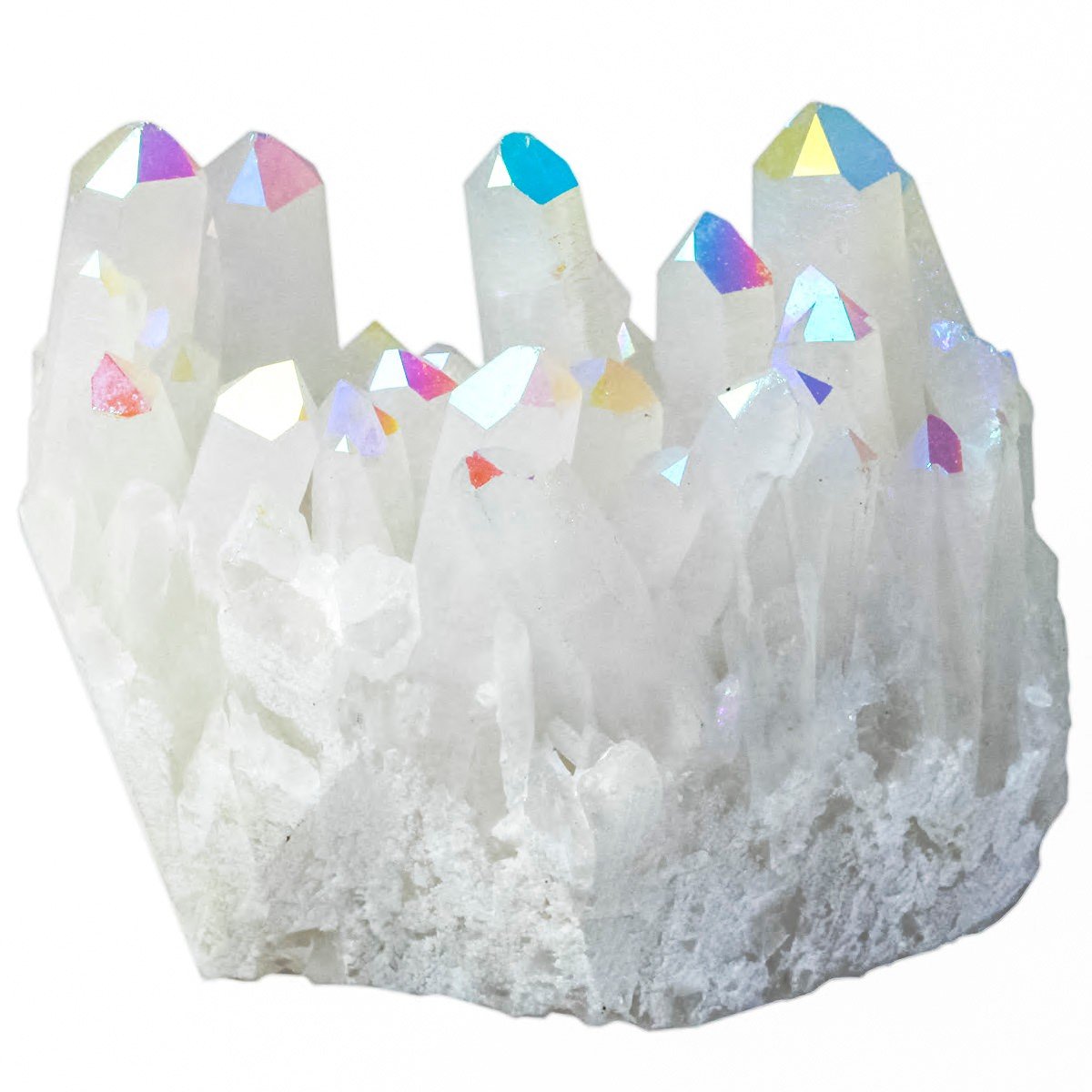 Rockcloud titanium-coated AB crystal geode highlighting decorative centerpiece