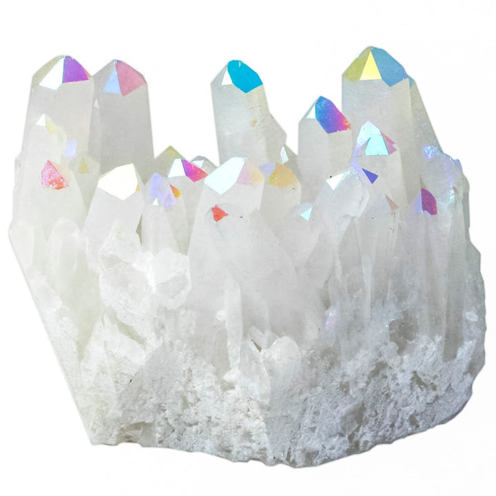 Rockcloud titanium-coated AB crystal geode highlighting decorative centerpiece