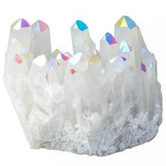 Rockcloud titanium-coated AB crystal geode highlighting decorative centerpiece