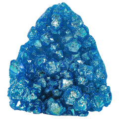 Rockcloud titanium-coated white AB crystal cluster front view with vibrant decor glow
