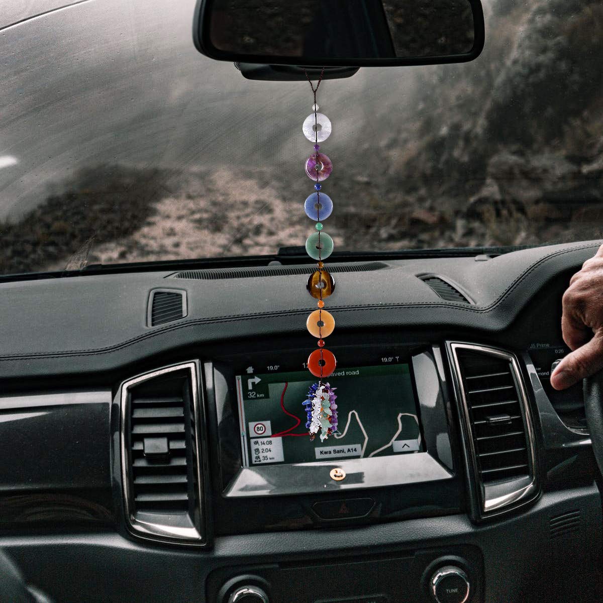 Rockcloud tumbled gemstones meditation hanging adds color and calm to spaces.