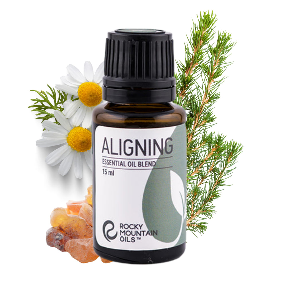 Rocky Mountain Oils Aligning 15 ml bottle for convenient calm and centered mood