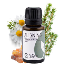 Rocky Mountain Oils Aligning 15 ml bottle for convenient calm and centered mood