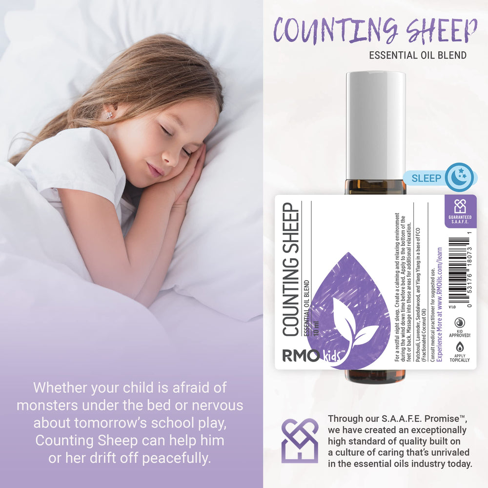 Counting Sheep label close-up showing Patchouli and Lavender blend.
