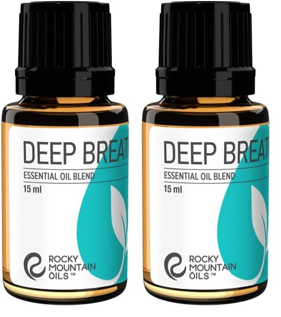 Rocky Mountain Oils Deep Breathe bottle ready for diffusion to support clearer breathing.