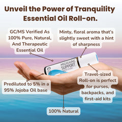 Rocky Mountain Oils Migraine Support ingredients close-up featuring basil and lavender.