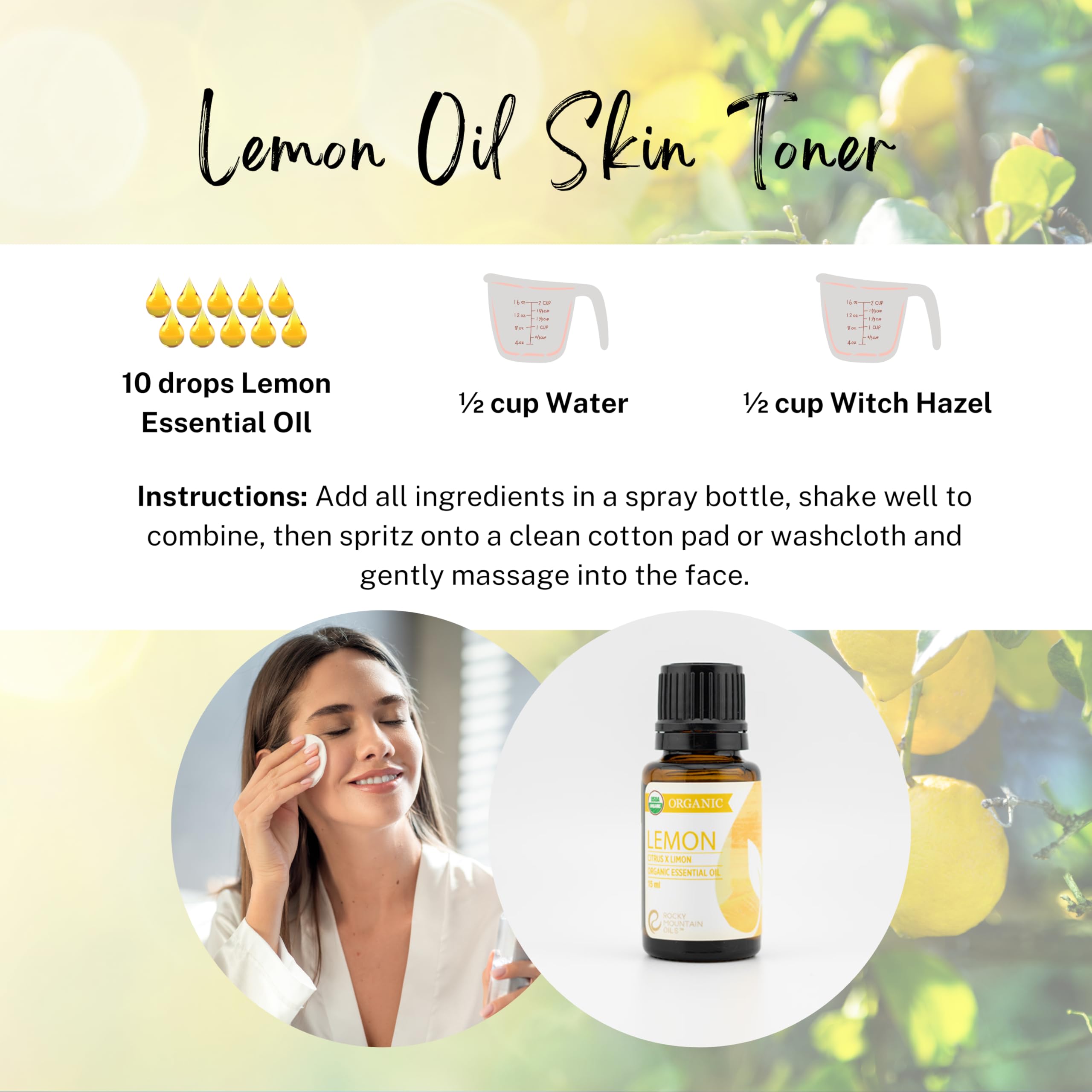 Rocky Mountain Oils Organic Lemon Essential Oil 15ml aromatherapy steam for mood lift.