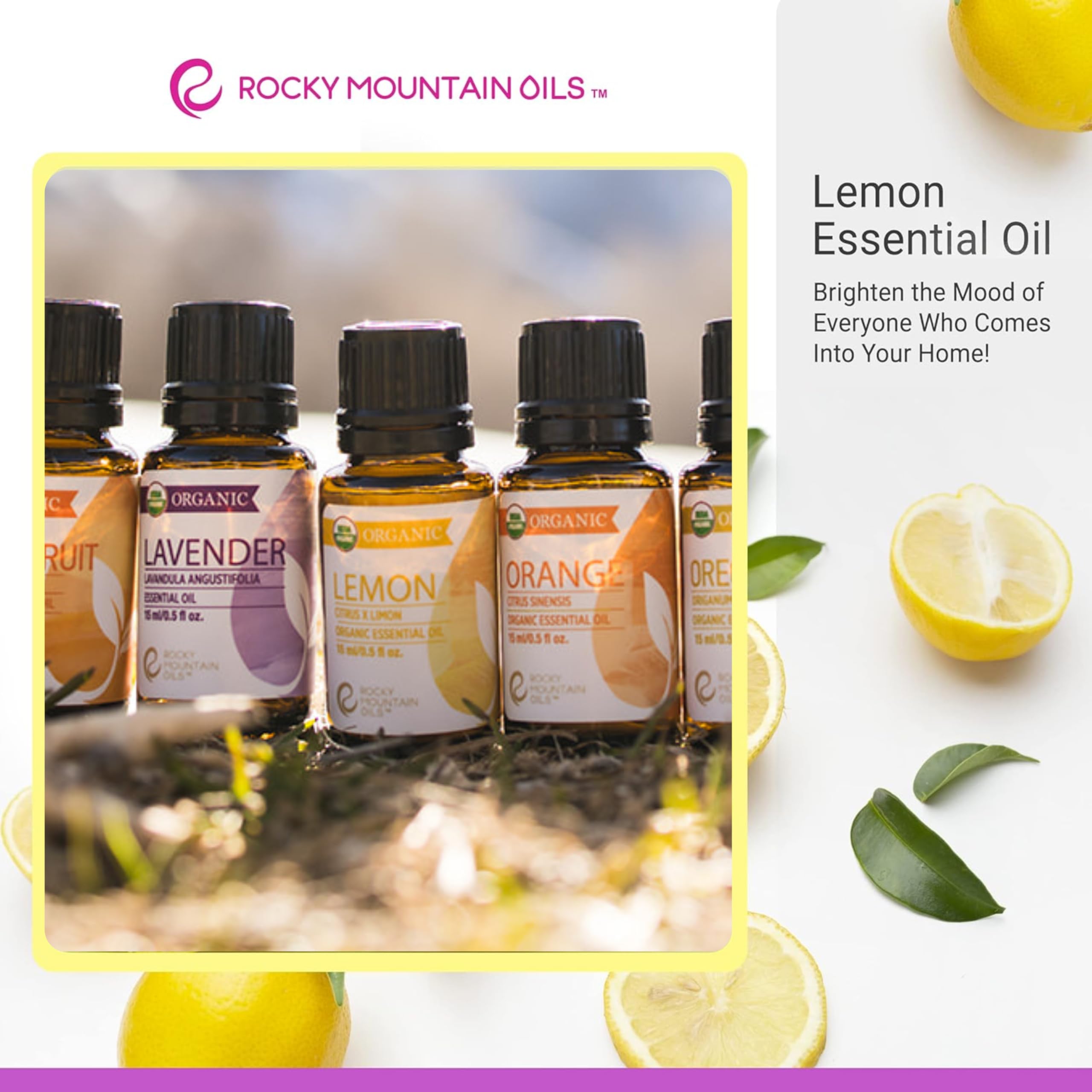 Rocky Mountain Oils Organic Lemon Essential Oil 15ml cleaning-solution for natural cleansing.