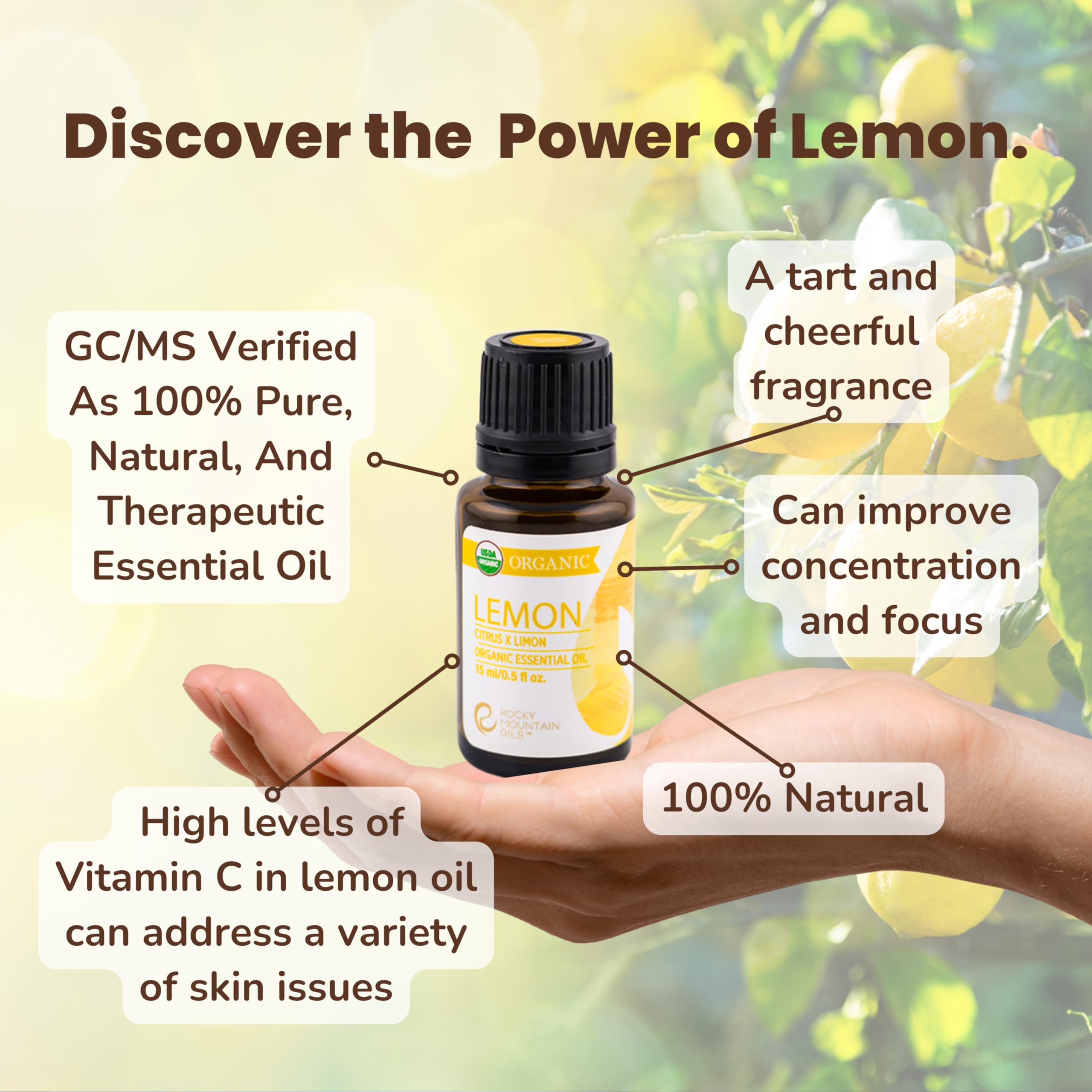 Rocky Mountain Oils Organic Lemon Essential Oil 15ml diffuser-drift for fresh room ambience.