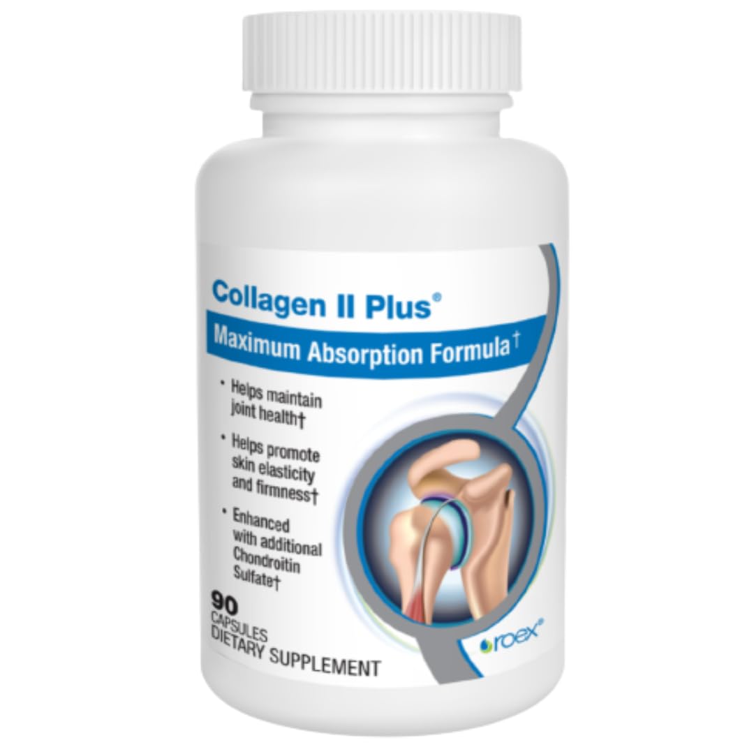 Roex Collagen II Plus bottle front view highlighting joint support potential.