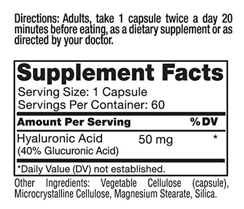 Roex Hyaluronic Acid capsules close-up, convenient vegetable capsules for joint comfort