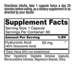 Roex Hyaluronic Acid capsules close-up, convenient vegetable capsules for joint comfort
