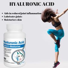 Roex Hyaluronic Acid vegetable capsules label, clean ingredients for healthier joints