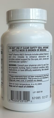 Roex ingredient table emphasizes zinc and Vitamin E for cellular support