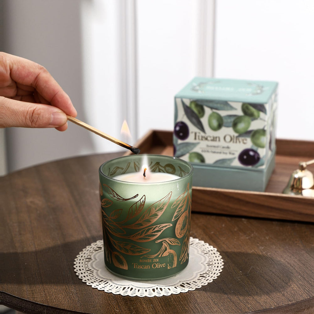 ROMIIE ZOI Tuscan Olive aroma fills a room with Mediterranean vibes.