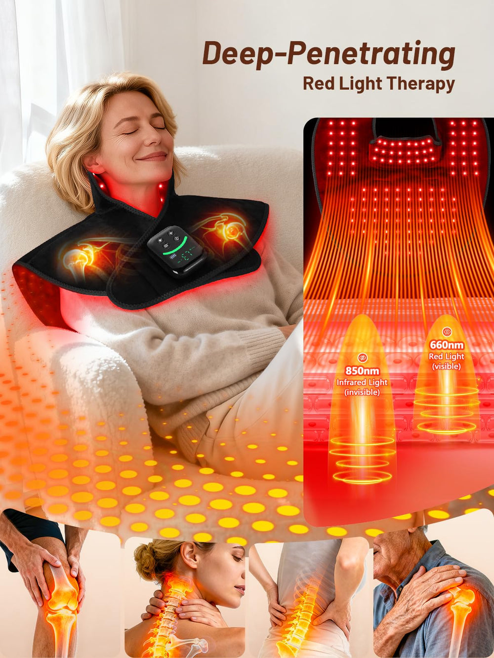 ROMISA 118 LEDs provide balanced red and infrared light for deeper reach.