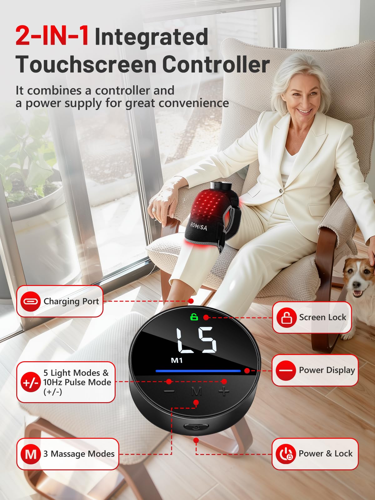 ROMISA compact battery pack powering cordless therapy sessions.