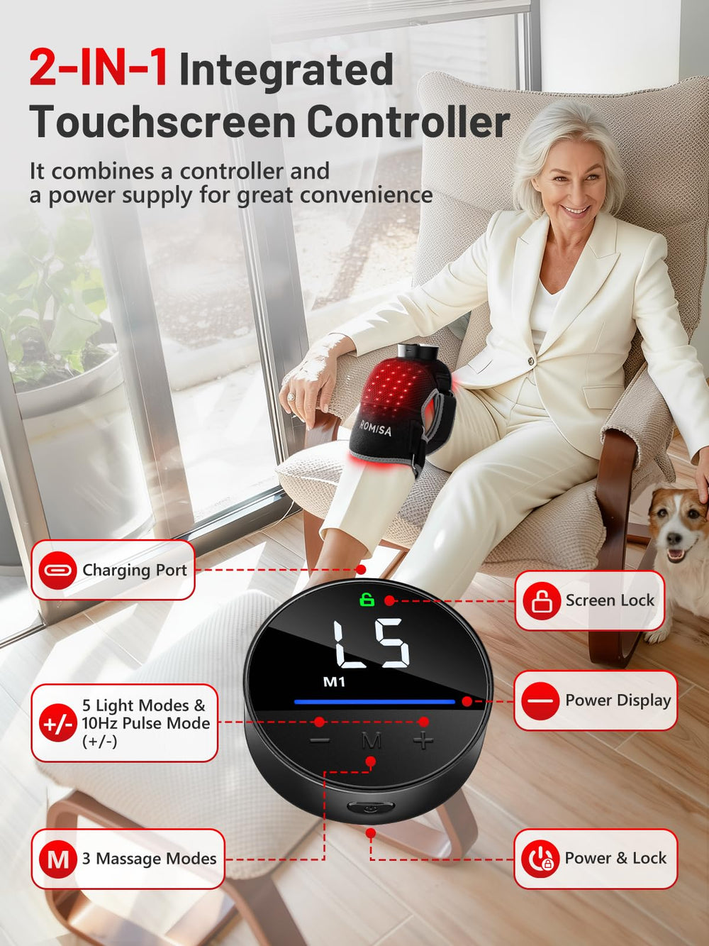 ROMISA compact battery pack powering cordless therapy sessions.