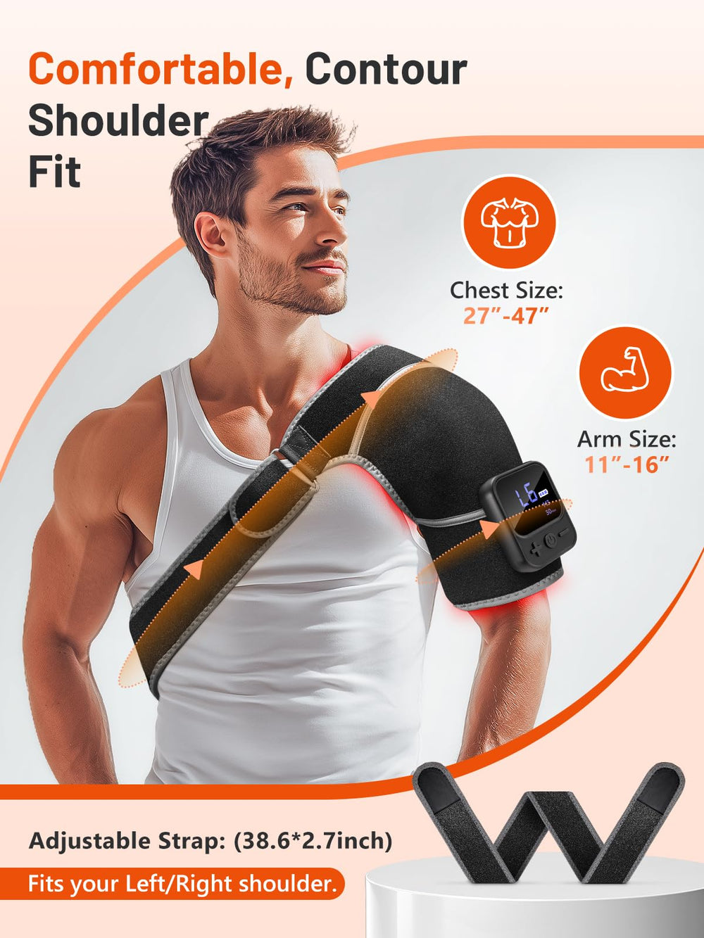 ROMISA ergonomic shoulder wrap fits contours for secure comfort