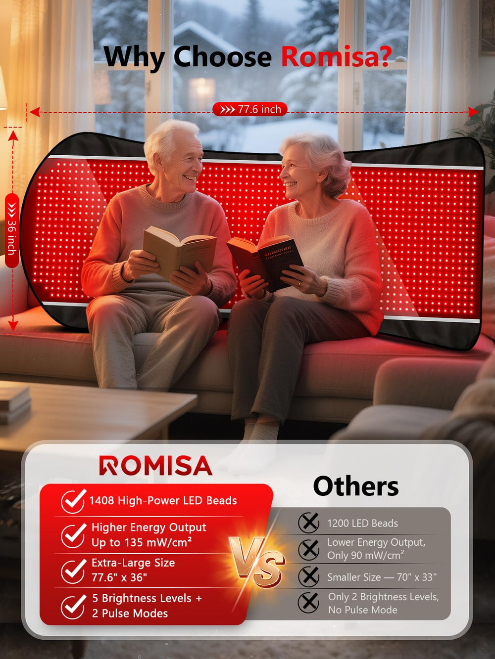 ROMISA flexible placement on couch, bed, or floor for versatile use.