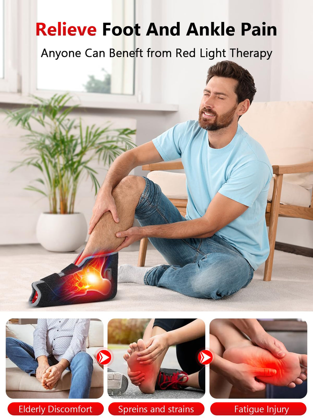 ROMISA foot wrap heating glow illustrating warmth penetration