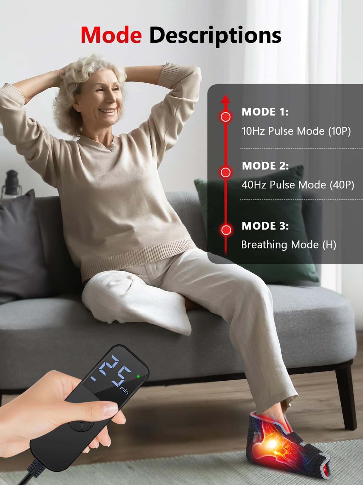 ROMISA foot wrap worn on foot illustrating secure, comfortable fit