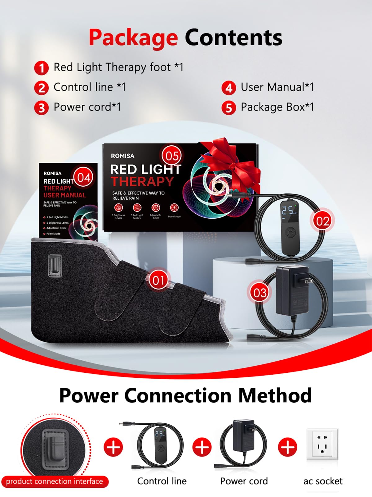 ROMISA foot wrap timer display ready for 20 minute sessions