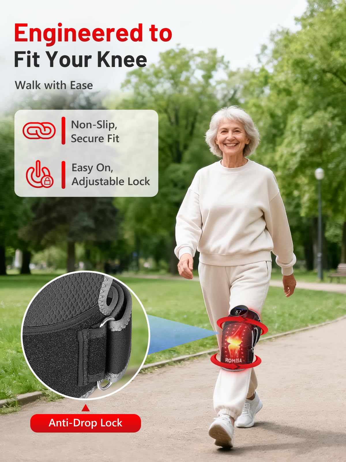 ROMISA device showing adjustable heat level settings for warmth preference.