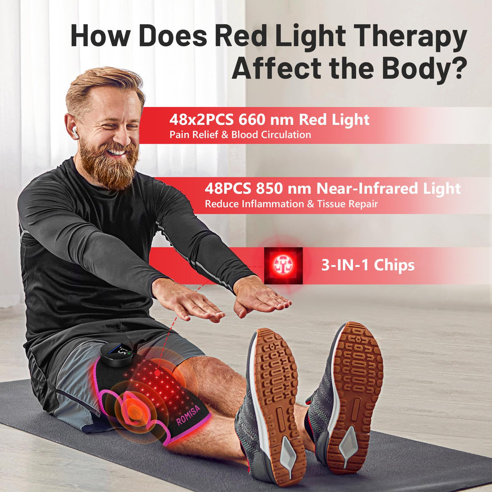ROMISA knee brace heated zones cover the knee for targeted relief