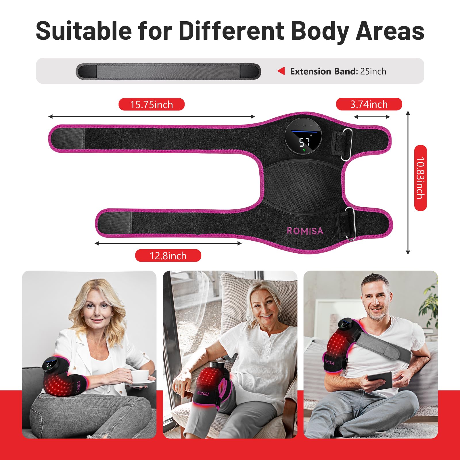 ROMISA knee brace red light 660nm and near-infrared 850nm for deeper tissue care