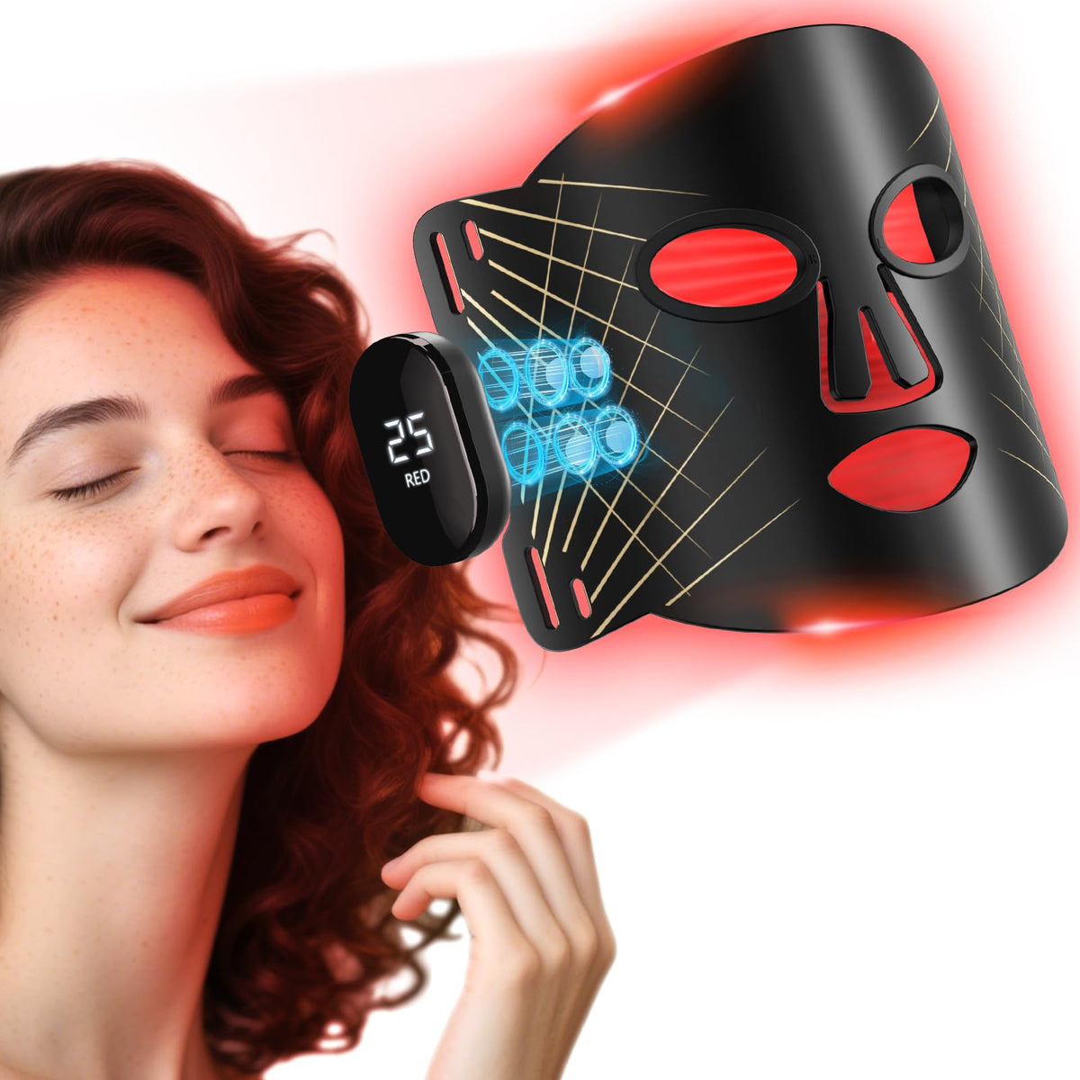 ROMISA red light mask with 4 modes for at-home skincare