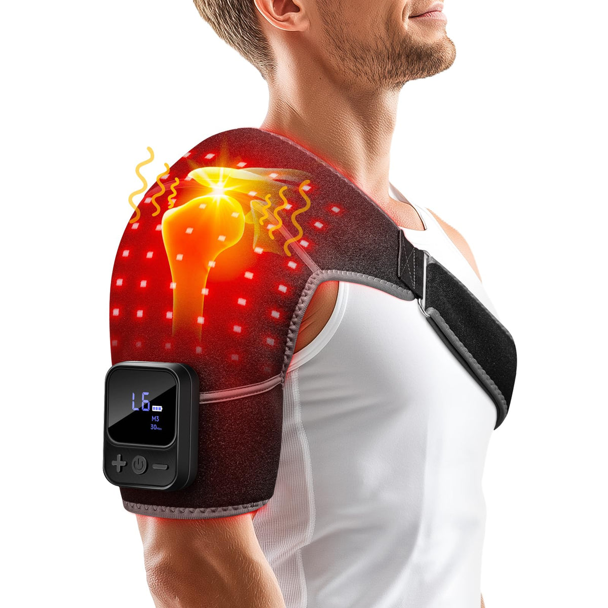 ROMISA red light therapy shoulder pad for targeted, cordless relief