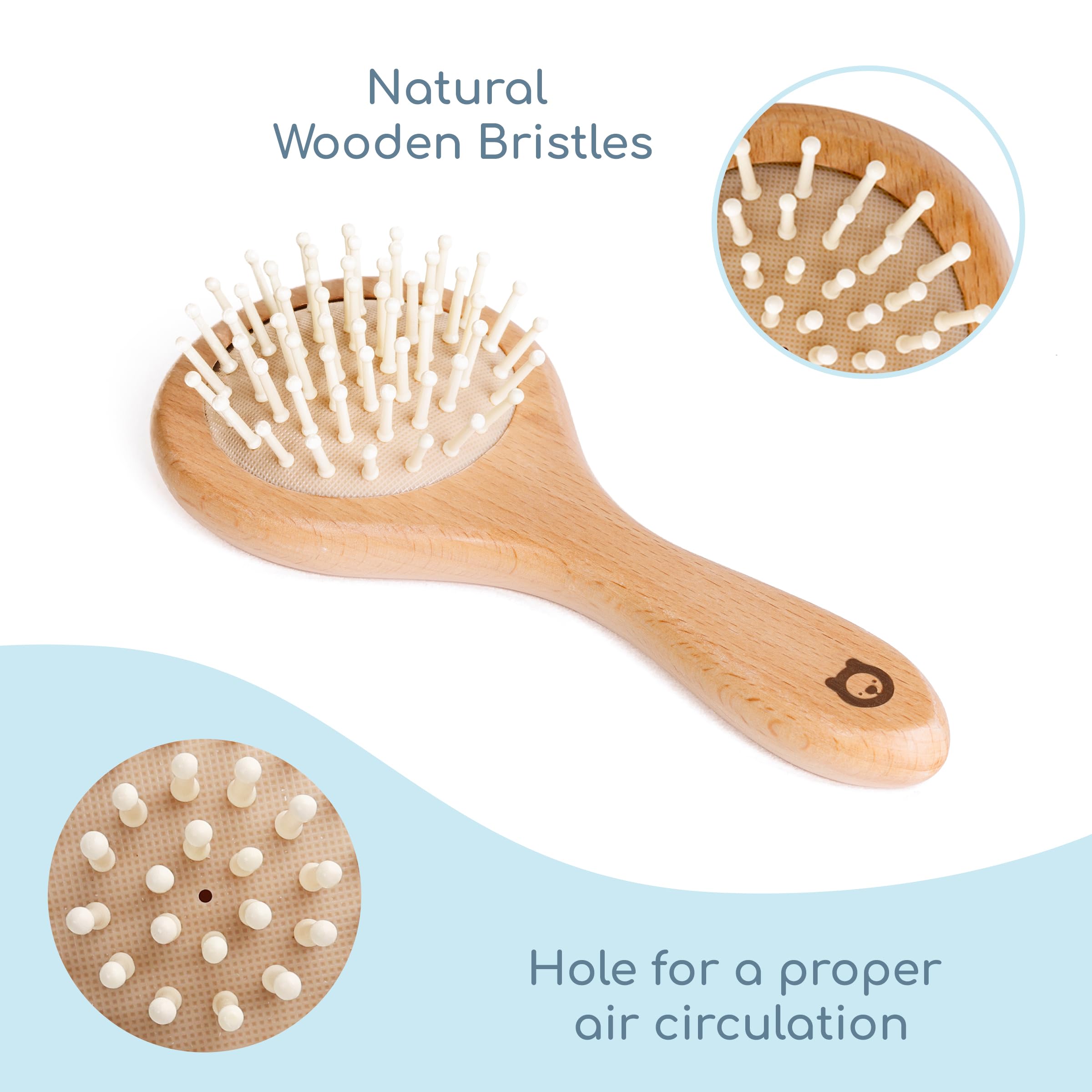 ROMY RO bamboo bristle brush stimulates the scalp during routine care
