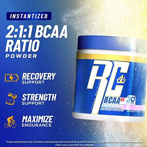 Ronnie Coleman BCAA XS label close-up highlighting zero sugar