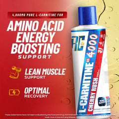 Ronnie Coleman L-Carnitine XS 4000 Liquid bottle close-up highlighting stimulant-free formula.