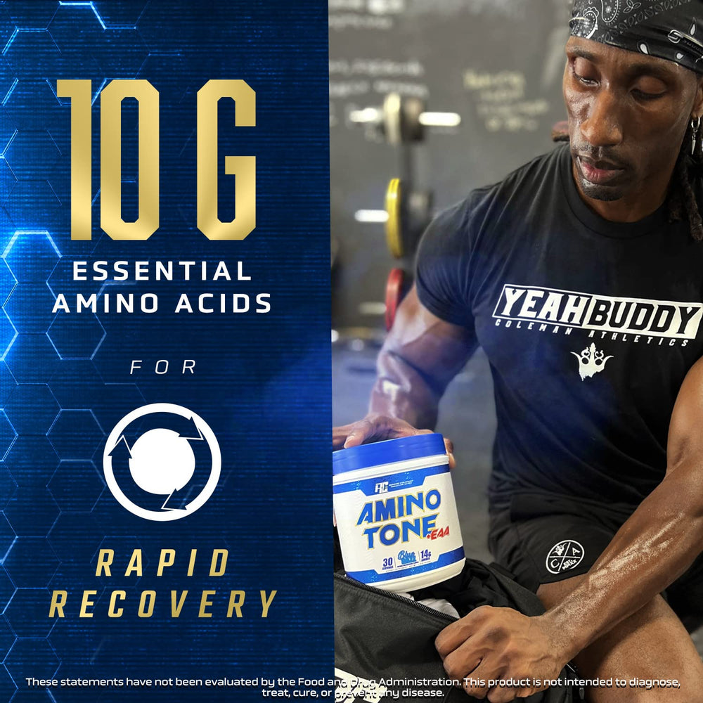 Ronnie Coleman Signature Series Amino-Tone EAAs Cherry Limeade served in a glass after workouts