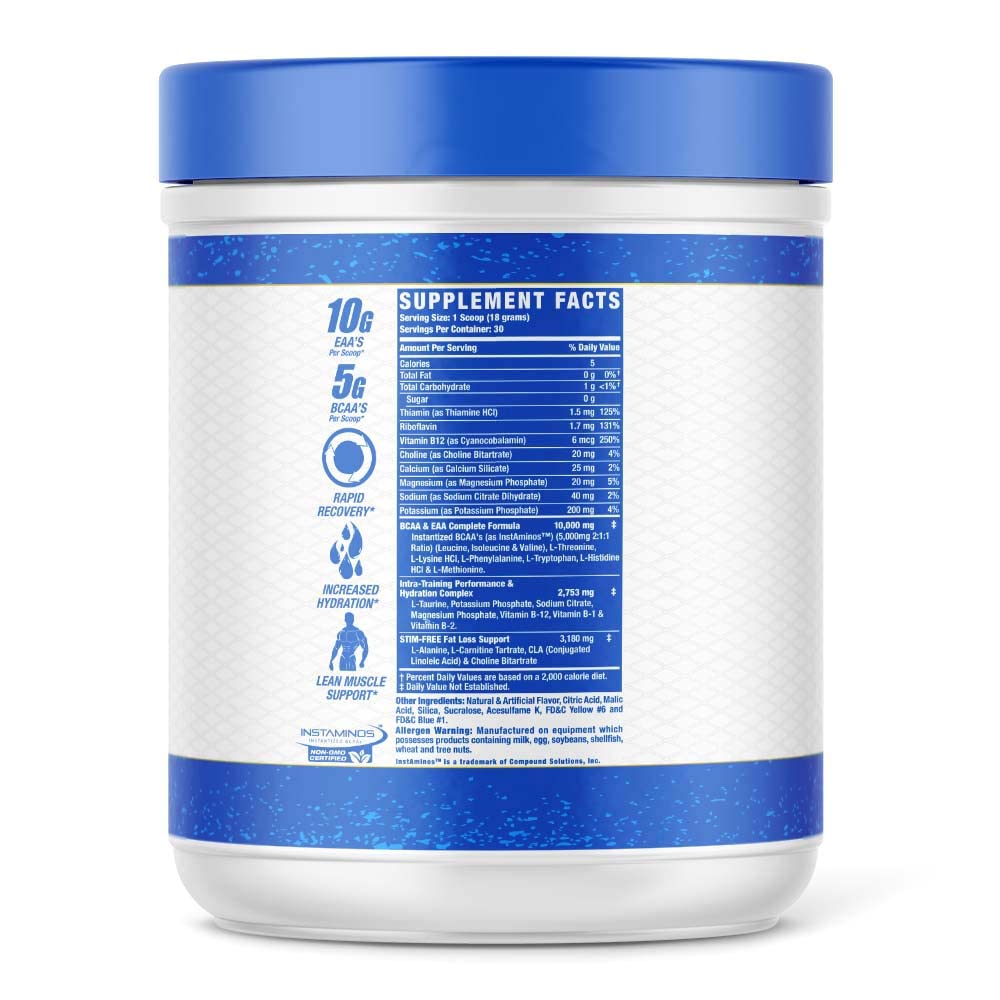 Ronnie Coleman Signature Series Amino-Tone EAAs glass with mixed drink for recovery after training