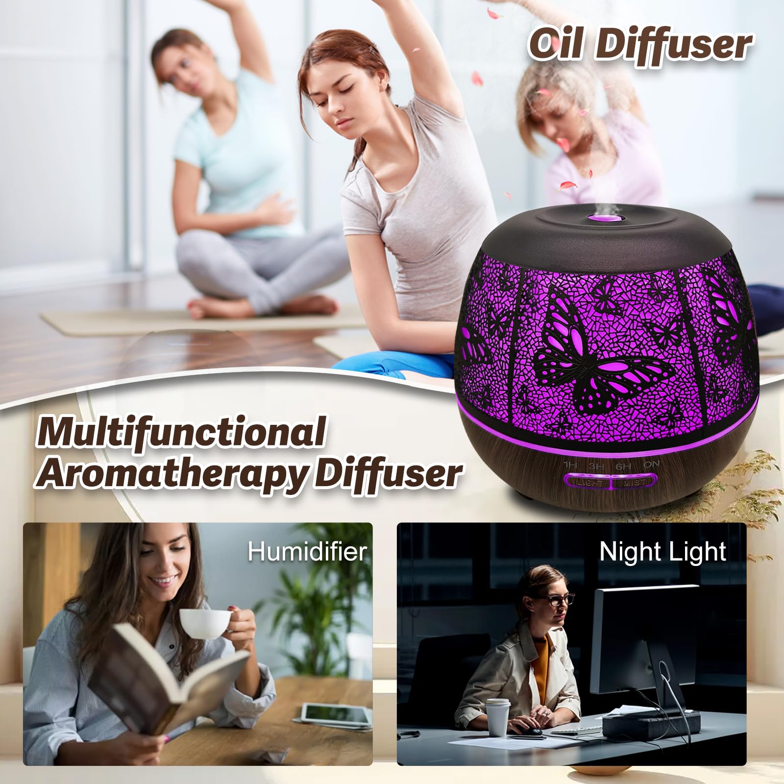 Roonbo diffuser displaying three mist modes for customizable diffusion