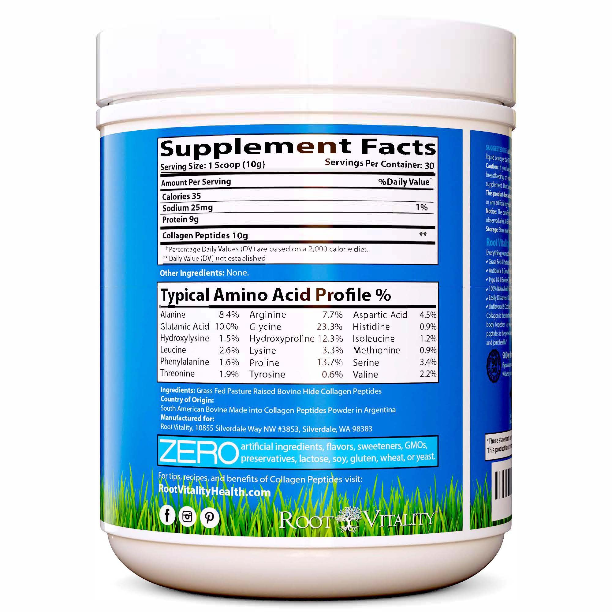 Root Vitality unflavored powder blends seamlessly into beverages for versatile daily use.