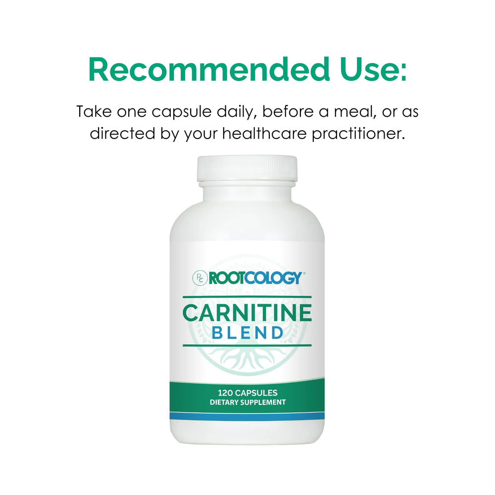 Rootcology Carnitine Blend nutrition panel detailing ingredients